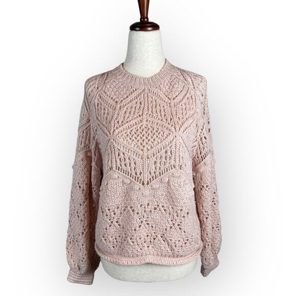 Forever 21 Pastel Pink Open Knit Sweater Small - Picture 1 of 7